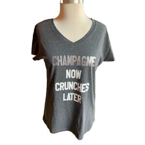 Betsey Johnson Soft Tee Shirt Champagne Now Crunches Later Medium New Year's Eve